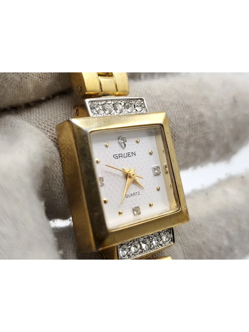 Gruen GR7984 Watch Women 20mm New Battery Reversible Band Gold And Two-Tone